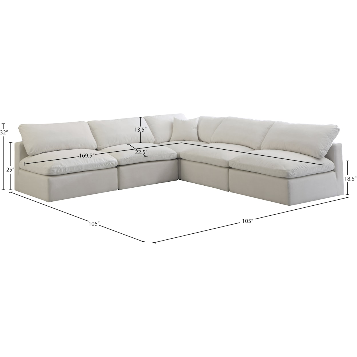 Meridian Furniture Plush Standard Comfort Modular Sectional