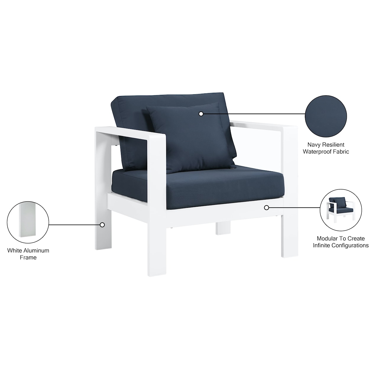 Meridian Furniture Nizuc Aluminum Arm Chair