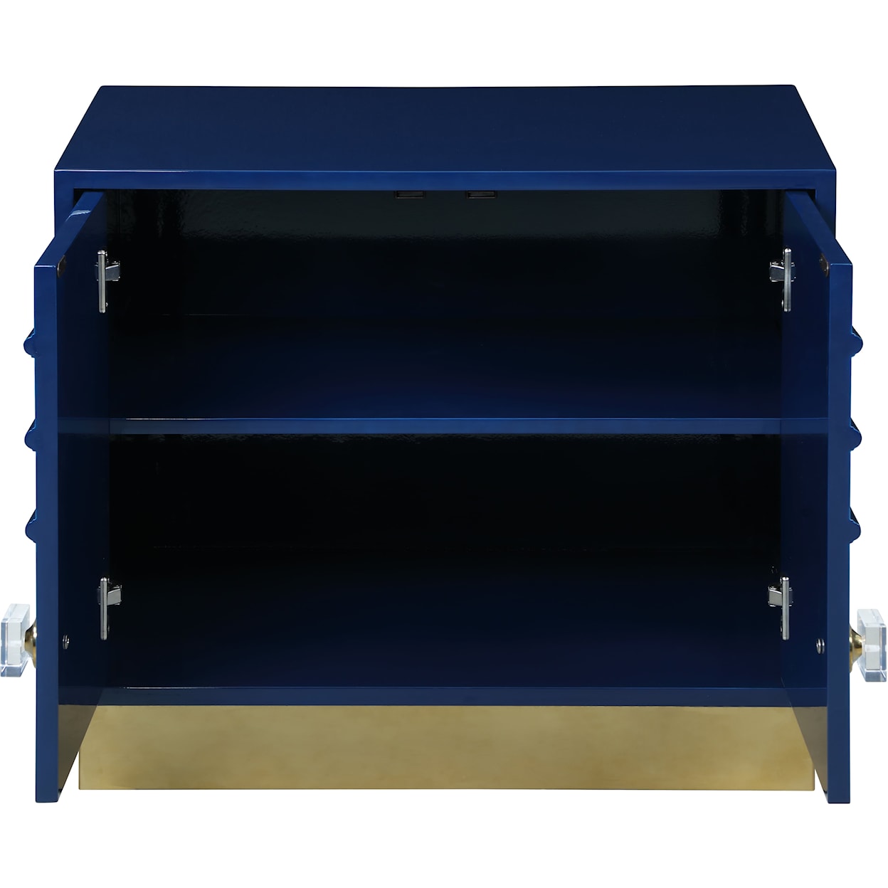 Meridian Furniture Cosmopolitan Navy Lacquer Side Table with Gold Base