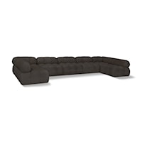 Ames Brown Boucle Fabric Modular Sectional