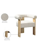 Meridian Furniture Barrel Mid-Century Modern Cream Boucle Fabric Barrel Dining Chair