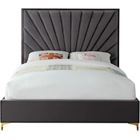 Contemporary Eclipse Queen Bed Grey Velvet