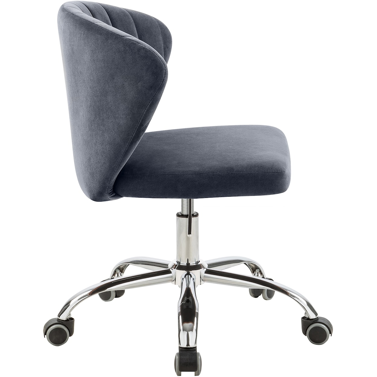 Meridian Furniture Finley Grey Velvet Office Chair with Chrome Base