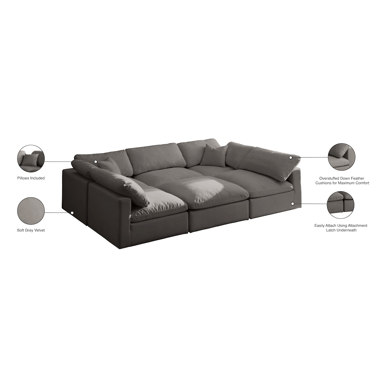 Meridian Furniture Plush Standard Comfort Modular Sectional