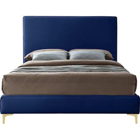Contemporary Geri Full Bed Navy Velvet