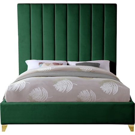 Contemporary Upholstered Full Panel Bed with Channel Tufting