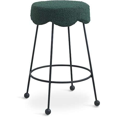 Upholstered Green Boucle Counter Stool