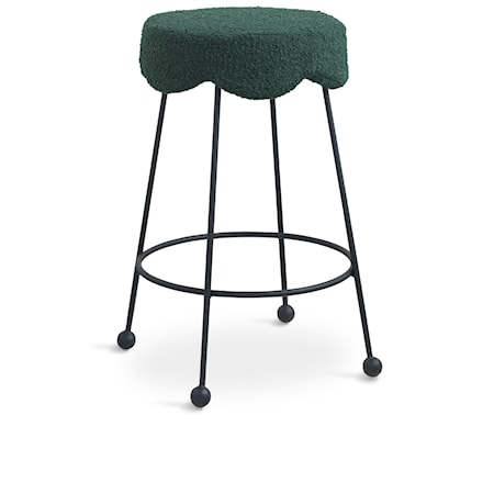 Upholstered Green Boucle Counter Stool