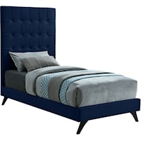 Transitional Velvet UpholsteredTwin Bed with Button Tufting 