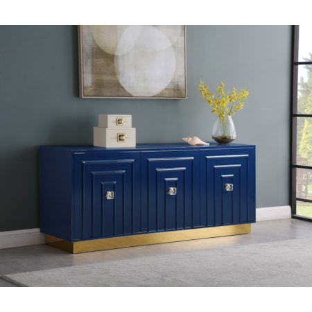 Navy Lacquer Sideboard with Gold Base