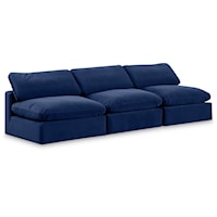 Comfy Navy Velvet Modular Sofa