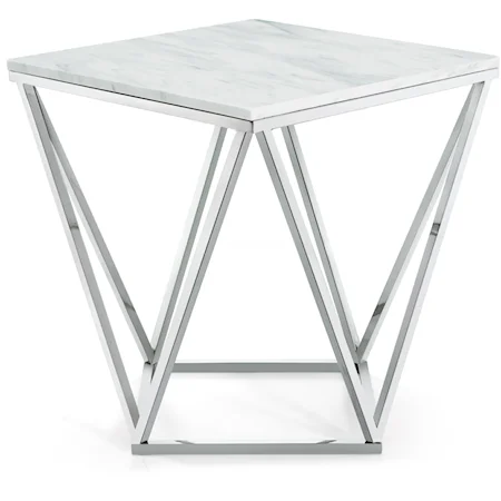 Contemporary End Table with Marble Top