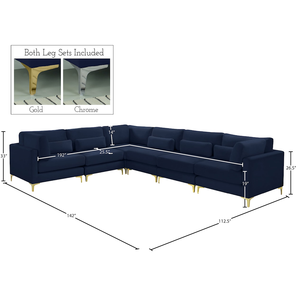 Meridian Furniture Julia Modular Sectional (6 Boxes)