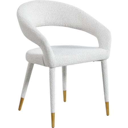 Upholstered Cream Boucle Fabric Dining Chair