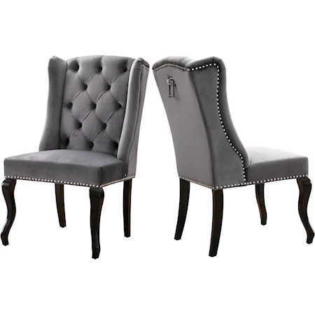 Traditional Velvet Upholstered Dining Chair with Button Tufted Back