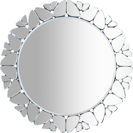 Round Mirror with Pebbled Trim