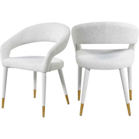 Upholstered Cream Boucle Fabric Dining Chair