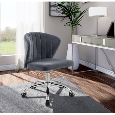 Grey Velvet Office Chair with Chrome Base