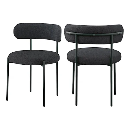 Contemporary Black Boucle Fabric Dining Chair with Black Iron Frame