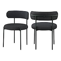 Contemporary Black Boucle Fabric Dining Chair with Black Iron Frame