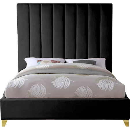 Contemporary Upholstered Queen Panel Bed with Channel Tufting