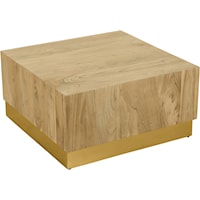 Contemporary Acacia Coffee Table with Gold Base