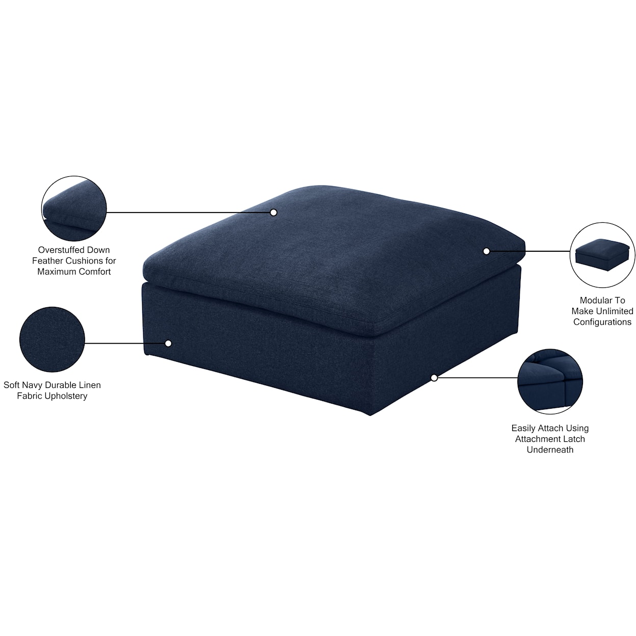 Meridian Furniture Serene Deluxe Comfort Modular Ottoman