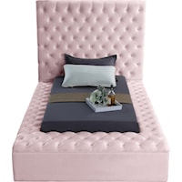 Contemporary Bliss Twin Bed Pink Velvet