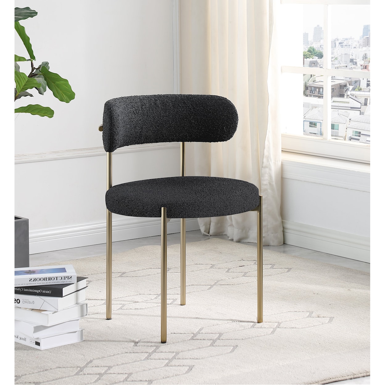 Meridian Furniture Beacon Fabric Dining Chair with Brass Iron Frame