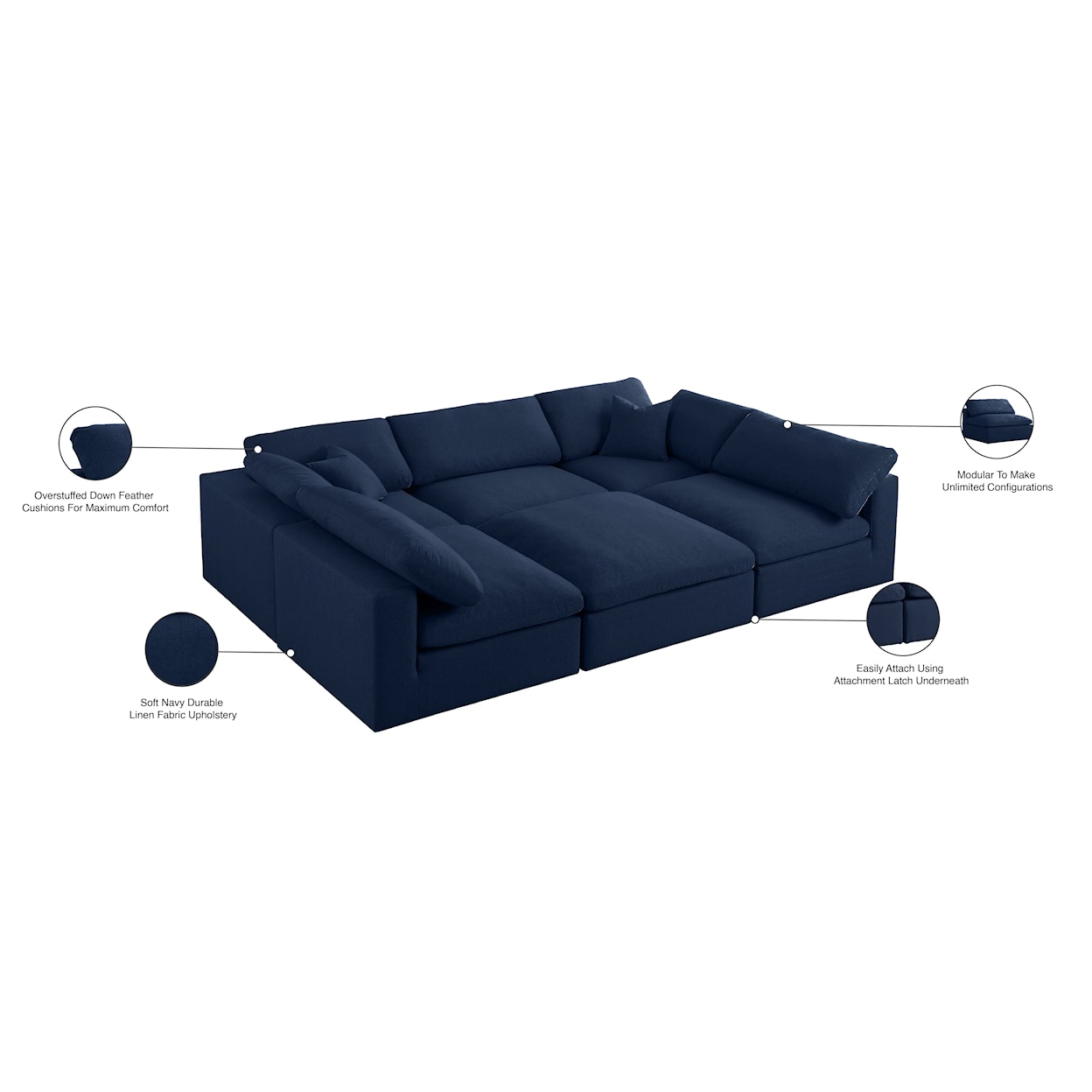 Meridian Furniture Serene Deluxe Comfort Modular Sectional