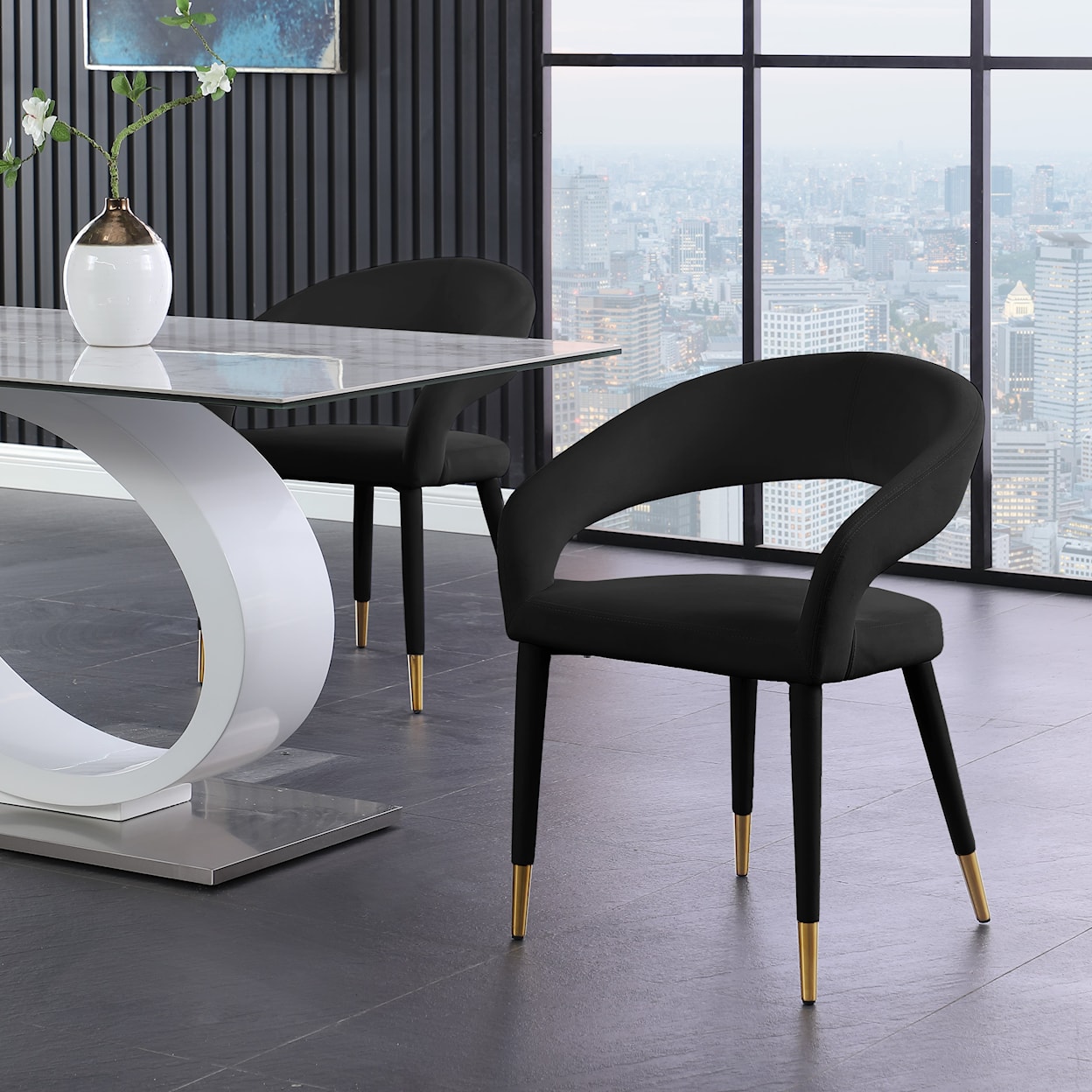 Meridian Furniture Destiny Upholstered Black Velvet Dining Chair