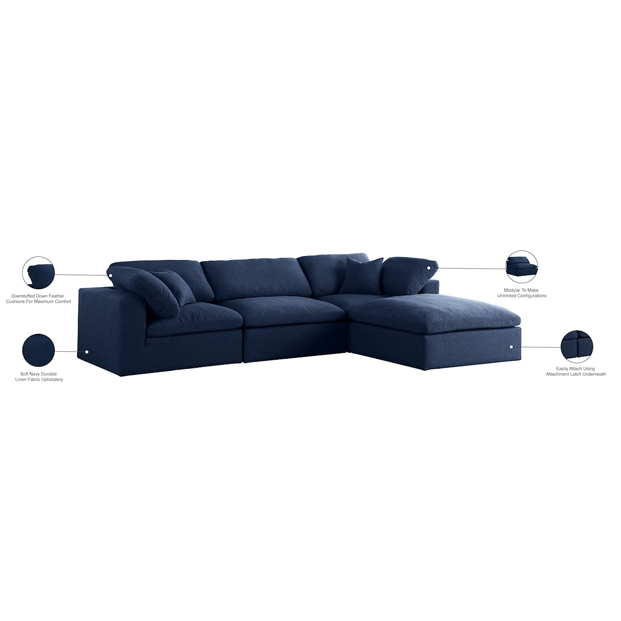 Meridian Furniture Serene Deluxe Comfort Modular Sectional