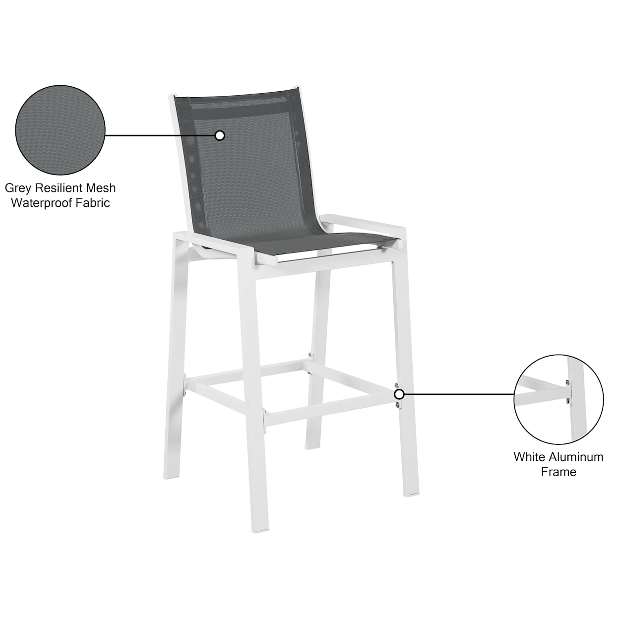 Meridian Furniture Nizuc Aluminum Mesh Barstool