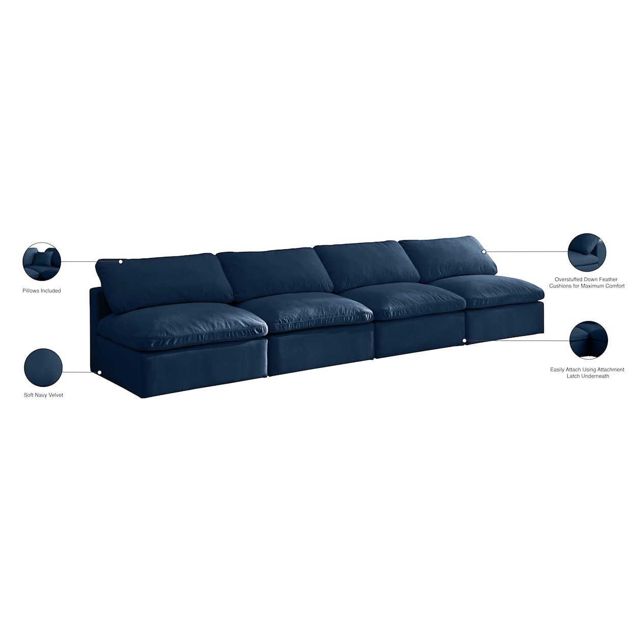 Meridian Furniture Plush Standard Comfort Modular Sofa