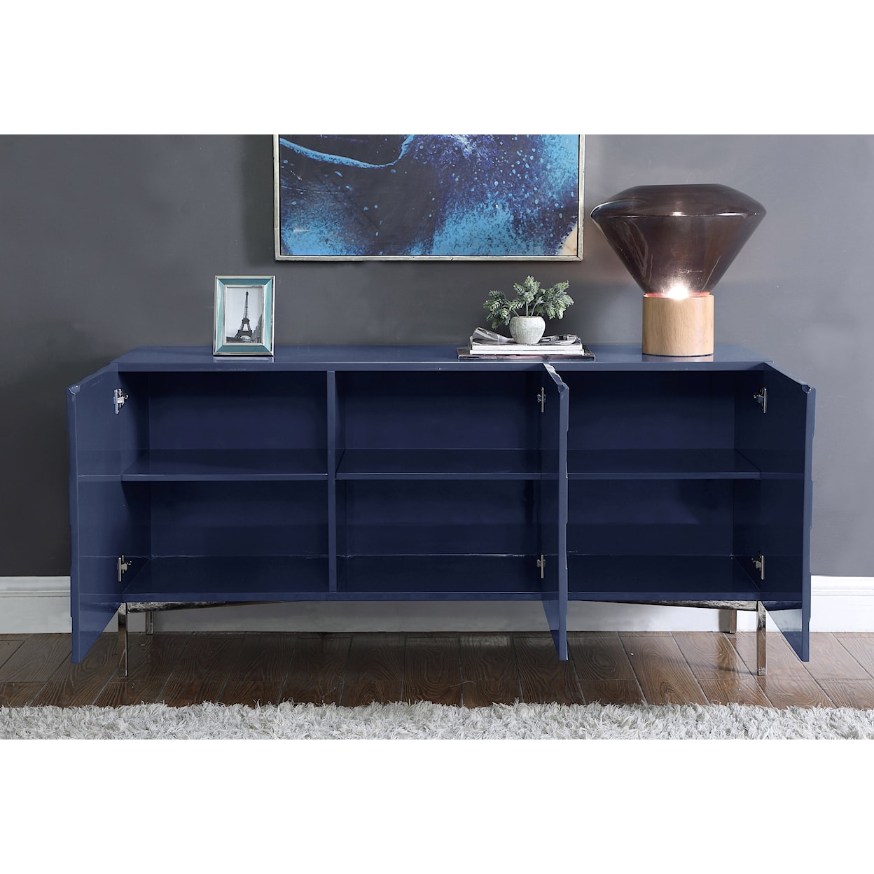 Meridian Furniture Collette Navy Sideboard with Storage