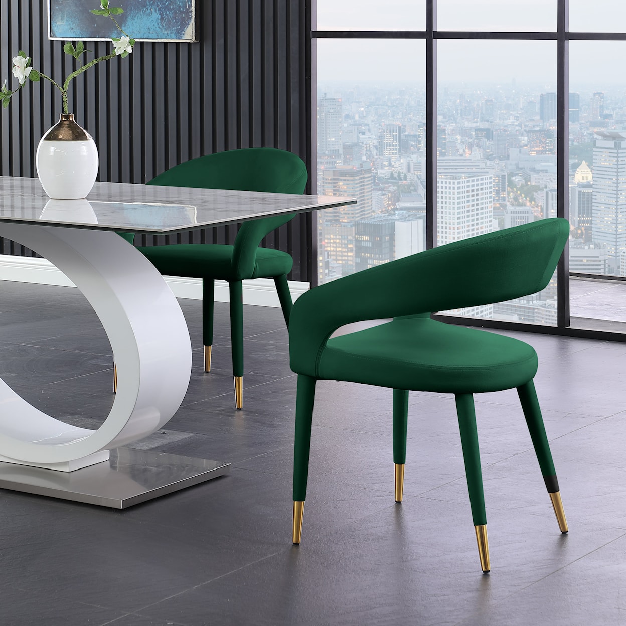 Meridian Furniture Destiny Upholstered Green Velvet Dining Chair