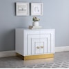 Meridian Furniture Cosmopolitan White Lacquer Side Table with Gold Base