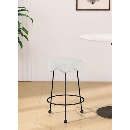 Upholstered Cream Boucle Counter Stool