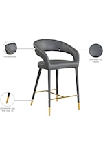 Meridian Furniture Destiny Contemporary Upholstered Black Velvet Counter Stool