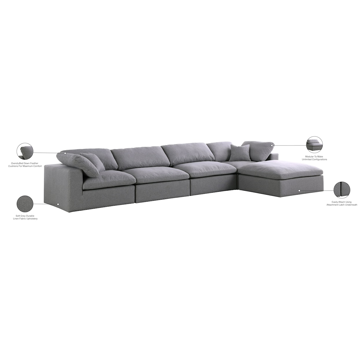 Meridian Furniture Serene Deluxe Comfort Modular Sectional