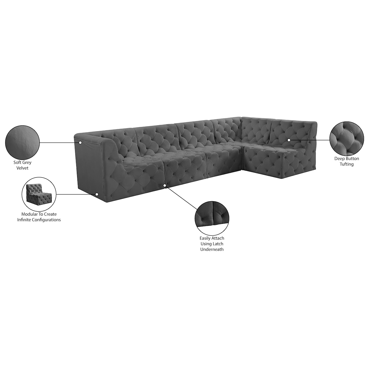 Meridian Furniture Tuft Modular Sectional