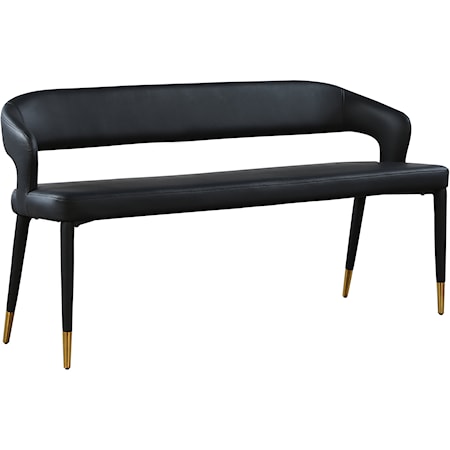 Upholstered Black Faux Leather Bench