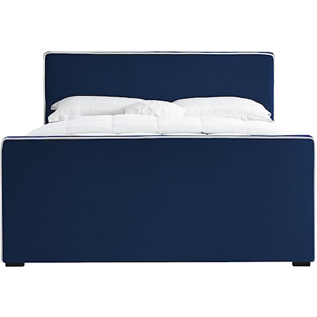 Contemporary Dillard Full Bed Navy Velvet