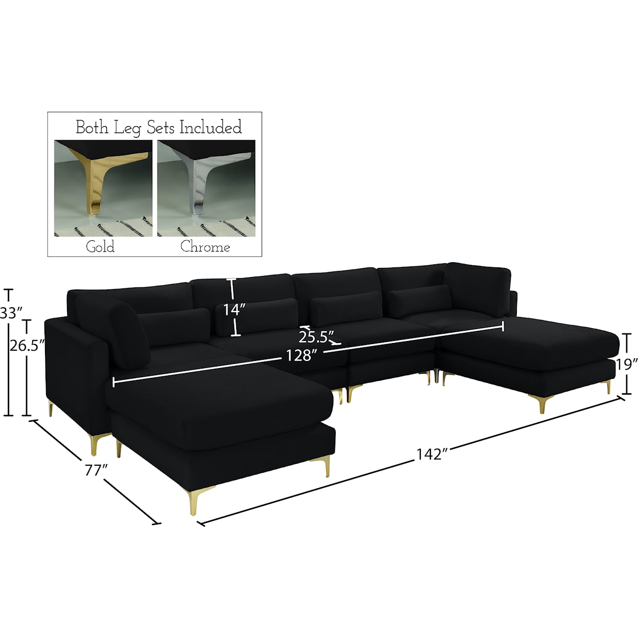 Meridian Furniture Julia Modular Sectional (6 Boxes)