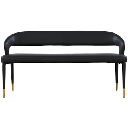 Upholstered Black Faux Leather Bench