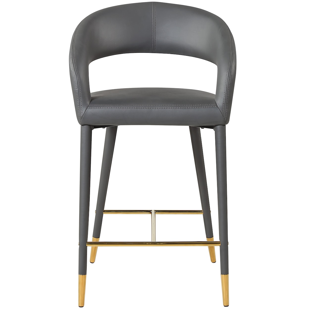 Meridian Furniture Destiny Upholstered Grey Faux Leather Counter Stool