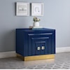 Meridian Furniture Cosmopolitan Navy Lacquer Side Table with Gold Base