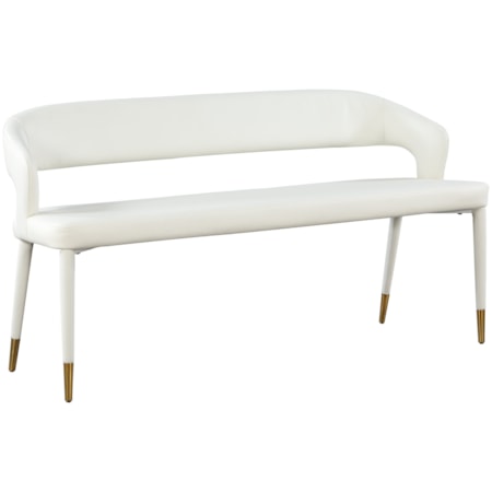 Upholstered White Faux Leather Bench