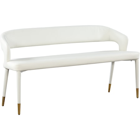 Upholstered White Faux Leather Bench