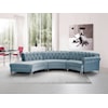 Meridian Furniture Anabella Velvet 3-Piece Sectional with Tufting